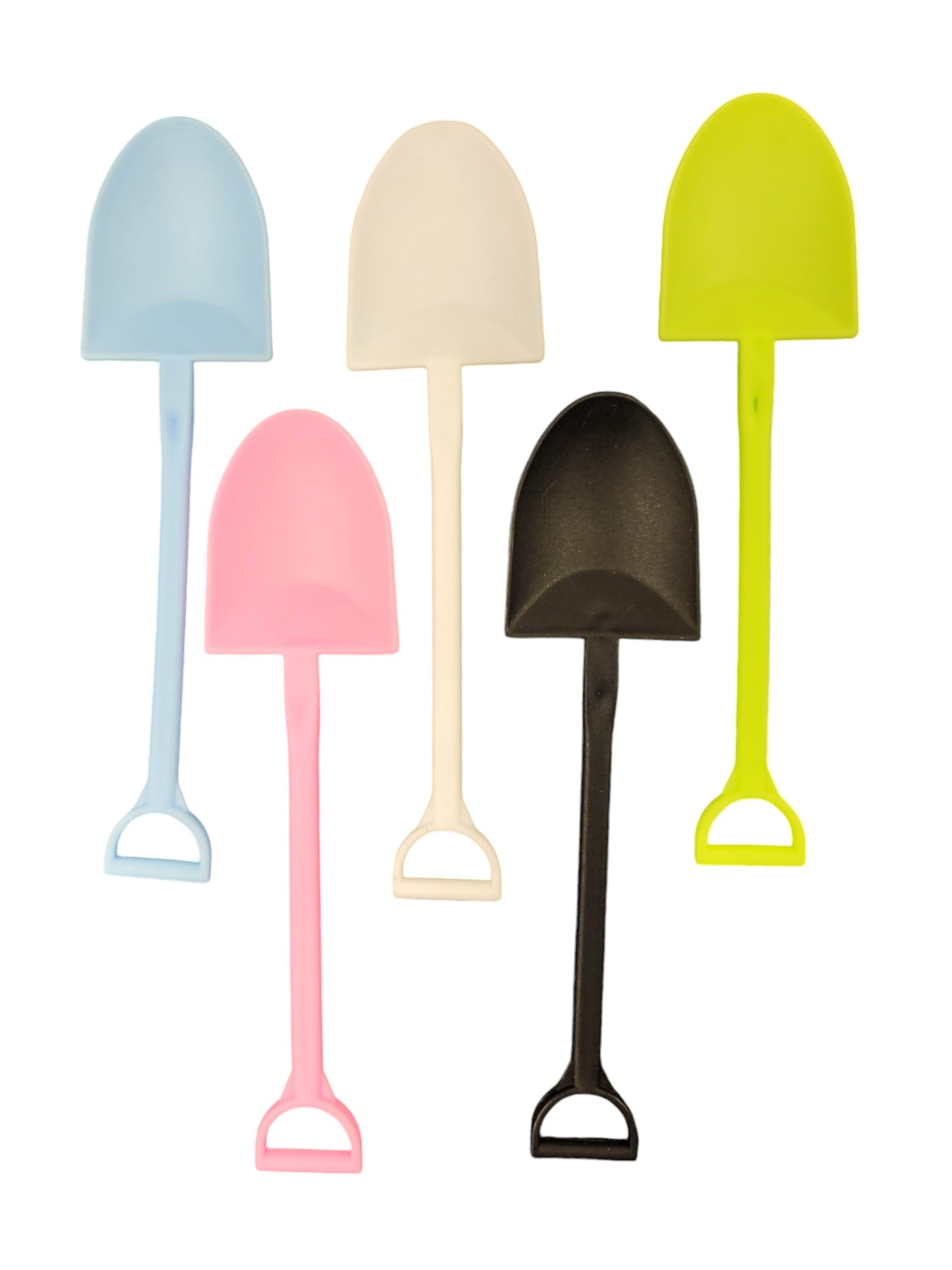 plastic shovels in various colors