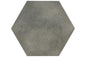 A hexagon ceramic tile in grey color.