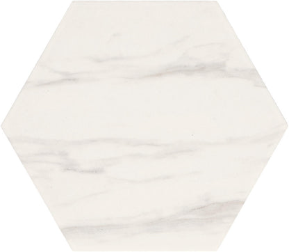 A hexagon ceramic tile, white in color.